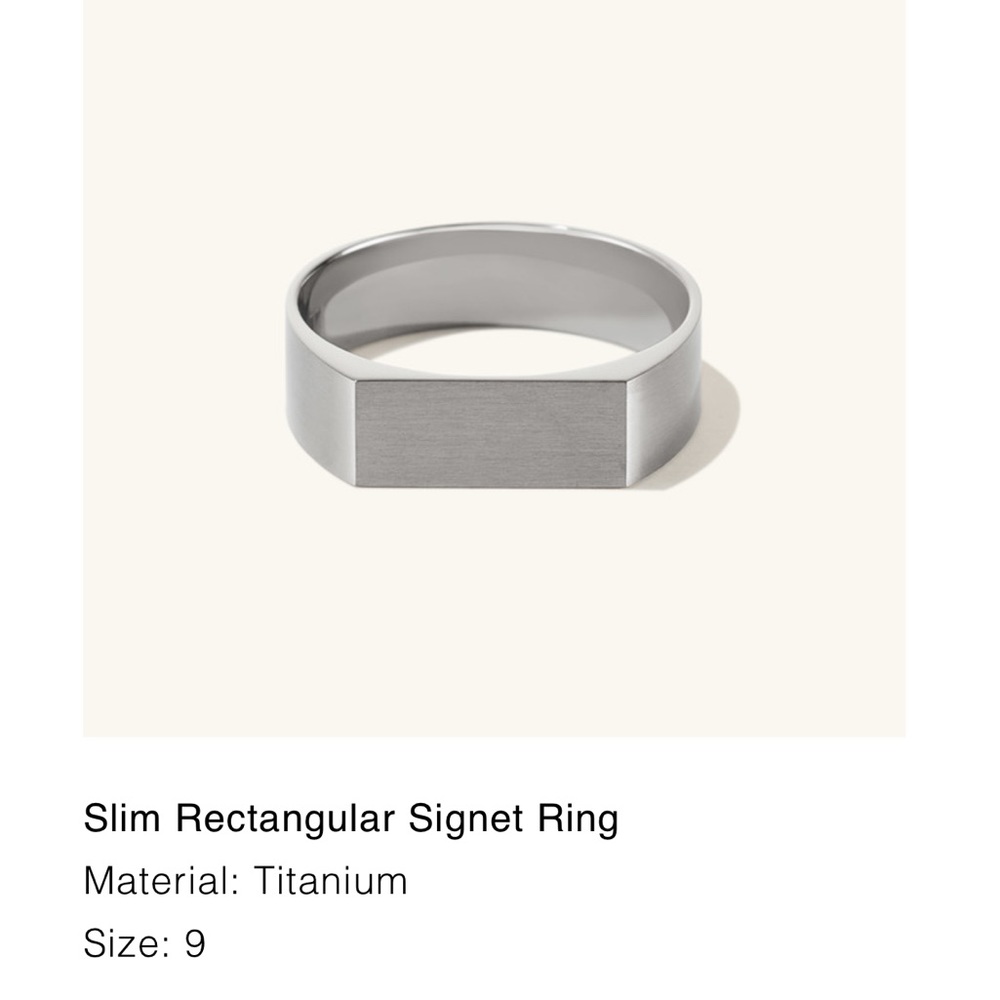 Titanium Slim Rectangular Signet Ring